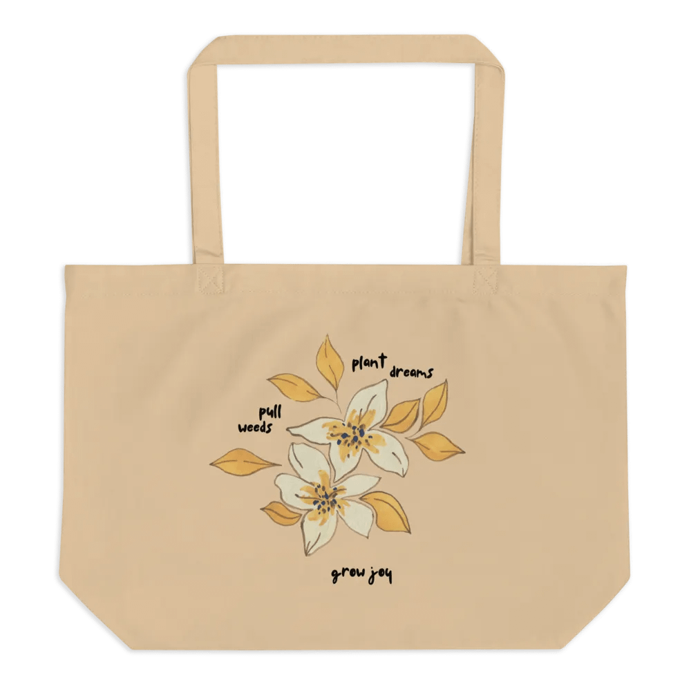 Grow Joy Botanical Cotton Tote Bag | Large, Cream product image (1)