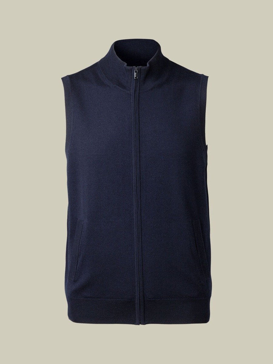 Merino Zip Through Vest – Navy product image (3)