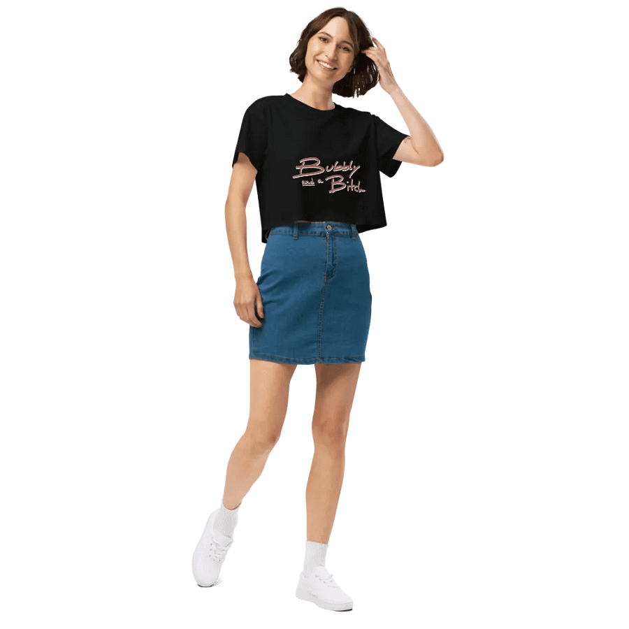 Bubbly and a B*tch (mauve shadow design) printed cotton crop top product image (9)