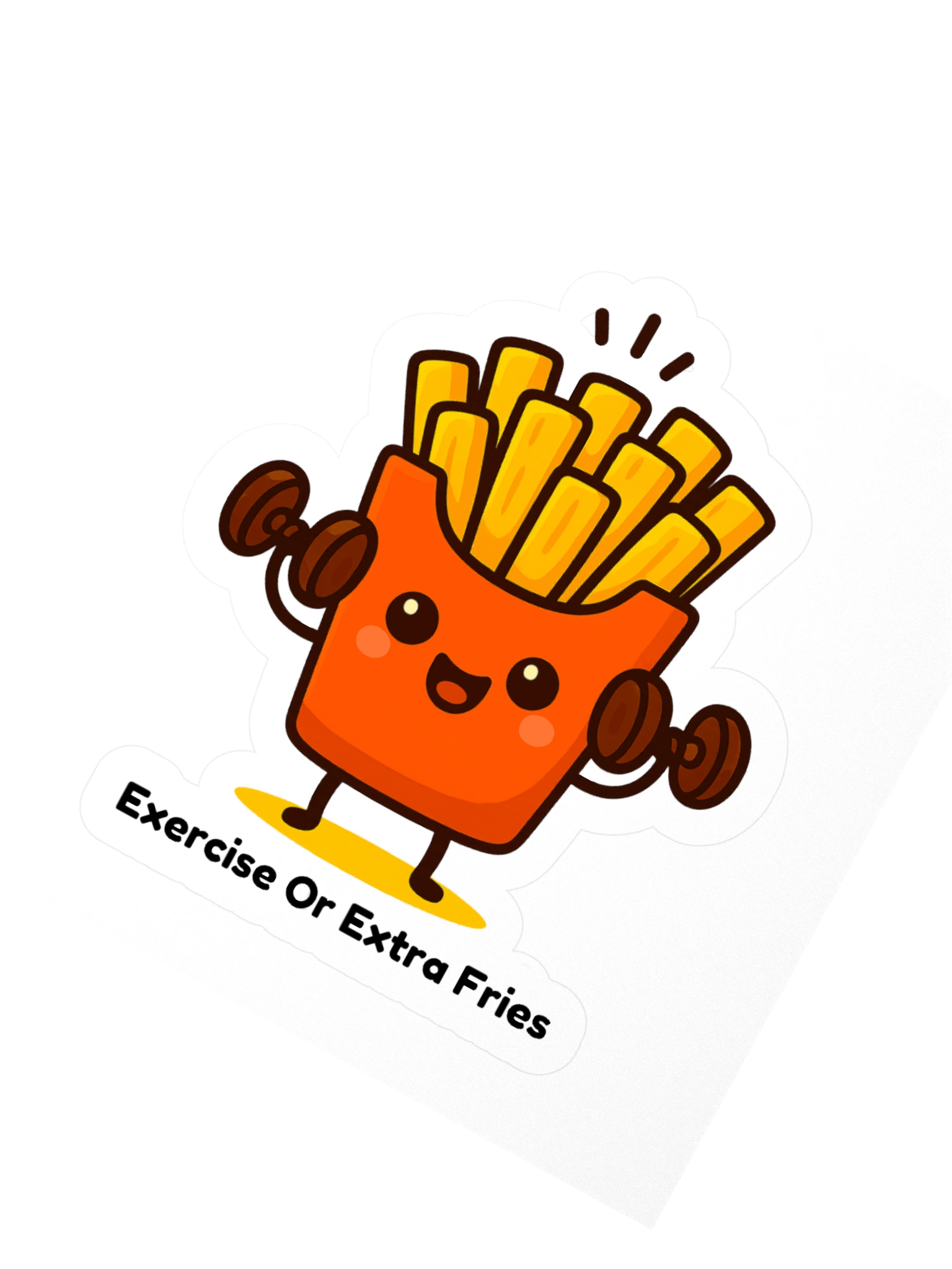 "Exercise Or Extra Fries" Cute Funny French Fries Sticker product image (6)