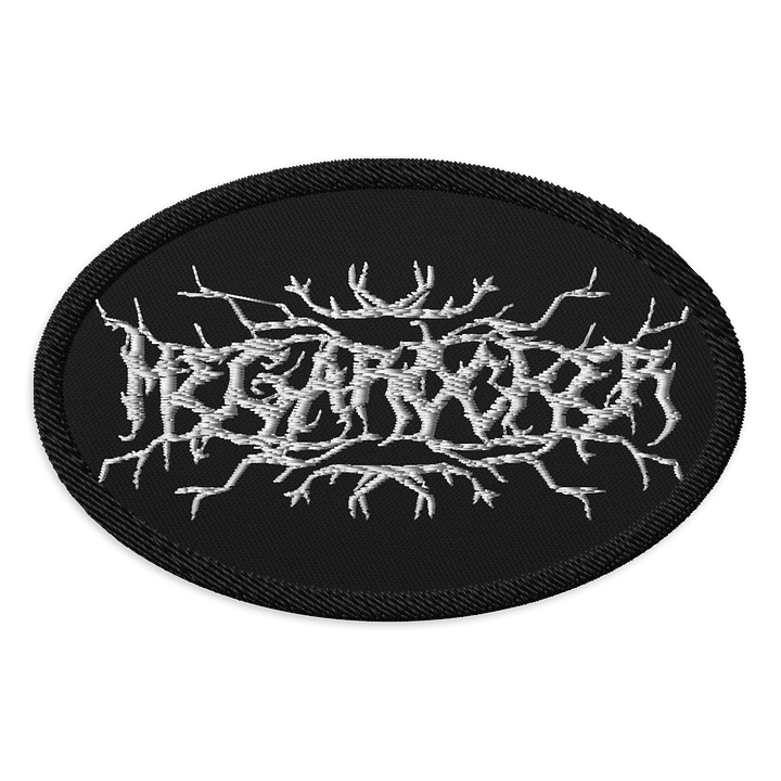 MegaRocker White Death Metal Logo Embroidered Patch product image (1)