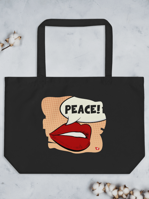 Organic Cotton Tote Bag Big, Peace product image (4)