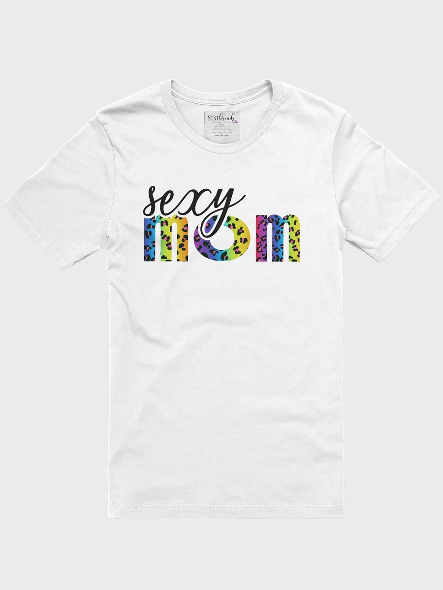 Sexy Mom T-Shirt; Black with Bright Rainbow Leopard Pattern product image (2)