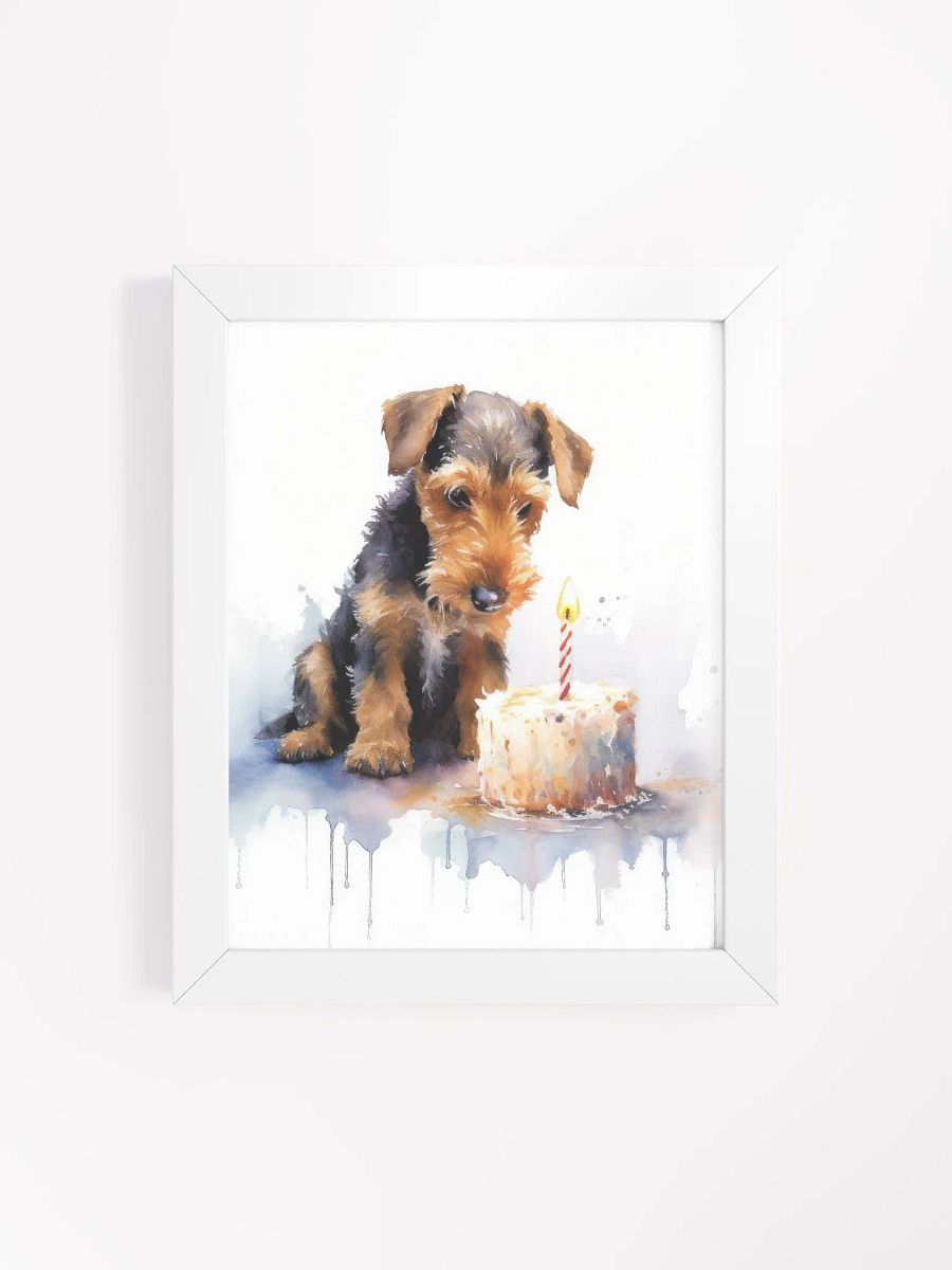 Airedale Terrier Puppy With Birthday Cake Watercolor Wall Art product image (52)