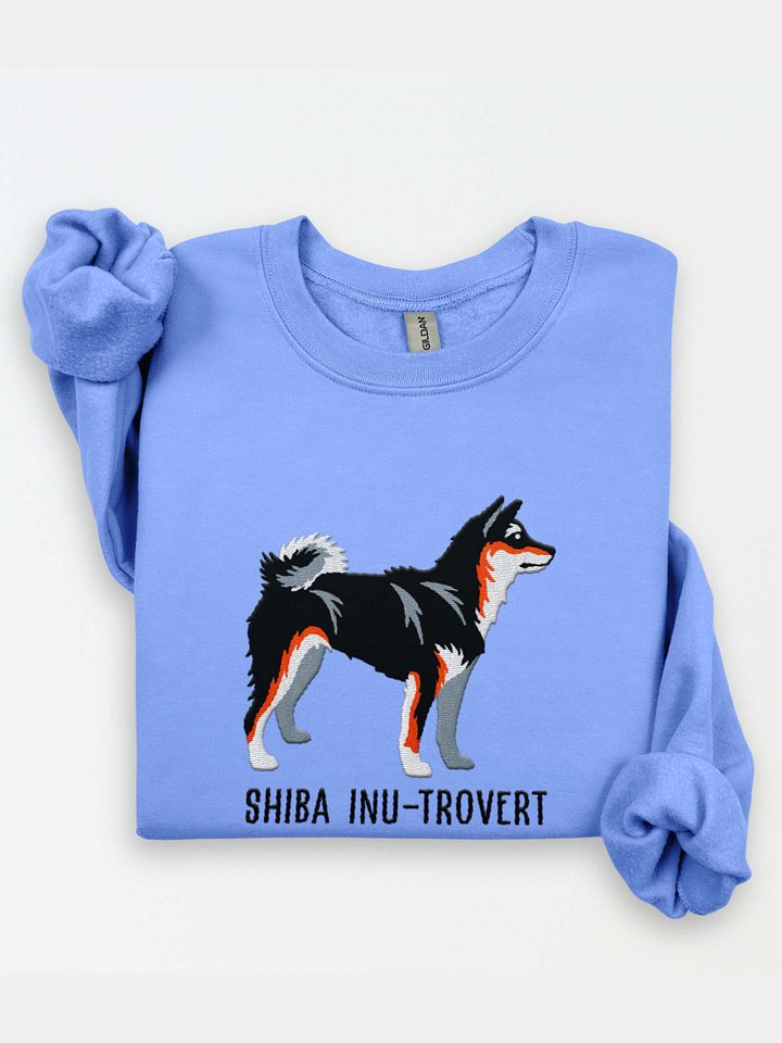 Shiba Inu-Trovert Sweatshirt (Embroidered) of a Japanese Shiba Inu(Tricolor) product image (1)