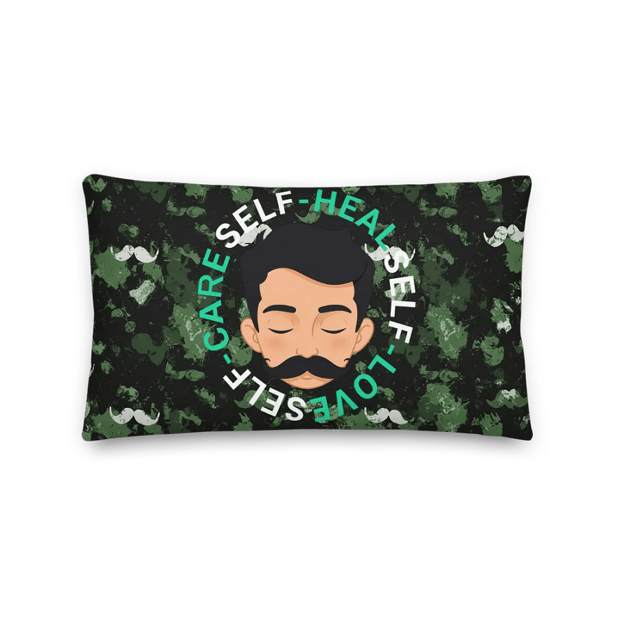 Self Heal, Self Love, Self Care Mustache Camo Decorative Pillow product image (2)
