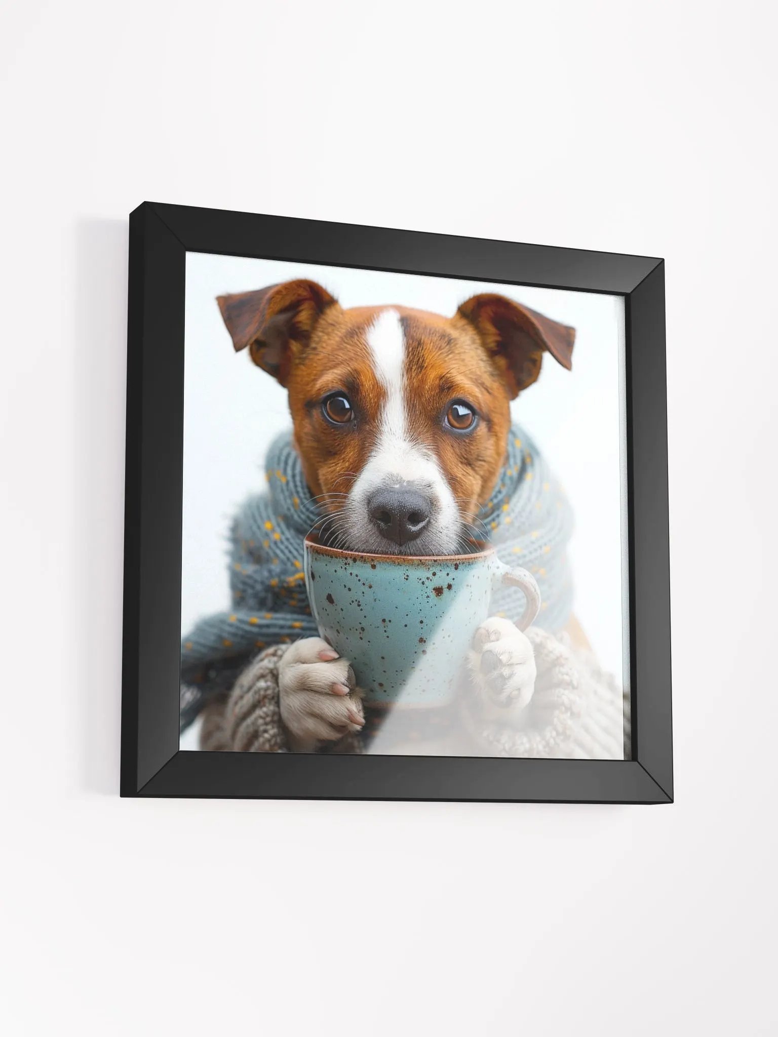 Cute Coffee Lover Jack Russell Terrier Dog Framed Wall Art product image (4)