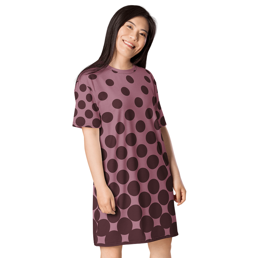 Trendy Oversized T-Shirt Dress with Exclusive Purple Polka Dot Design - TDSMUSIC.com product image (4)