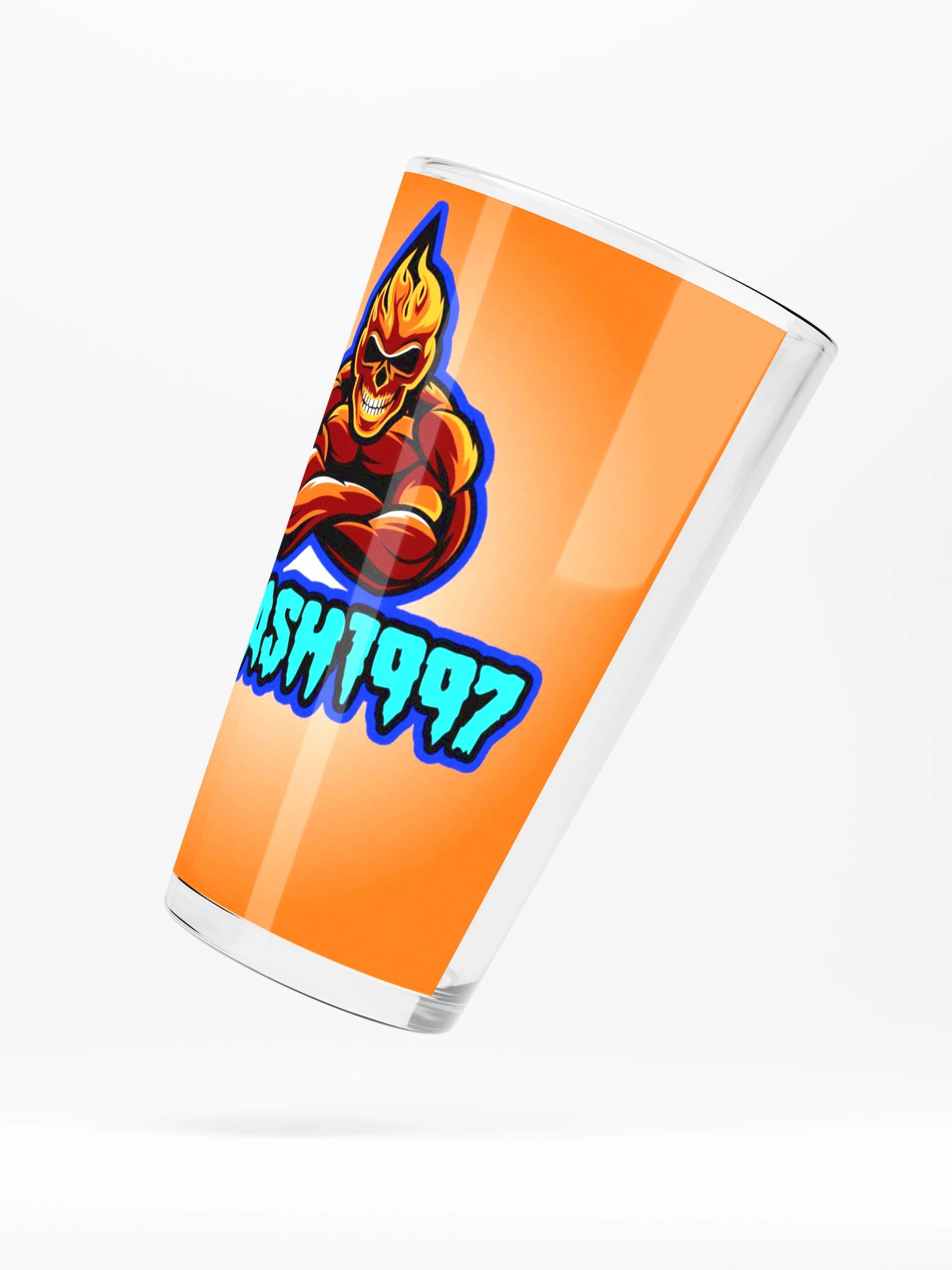 SQUASH1997 Flaming Skull Logo Pint Glass product image (5)