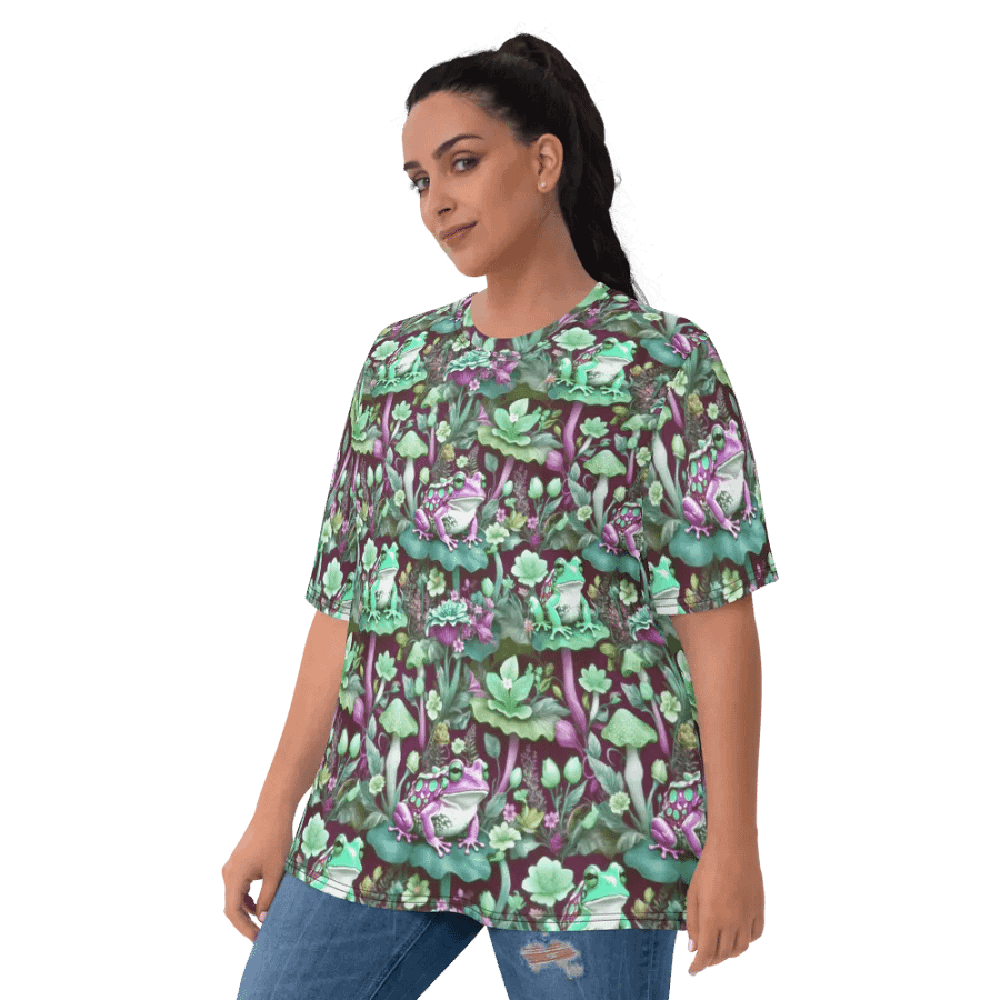 Mushroom Frogs Floral All Over Print T-shirt product image (3)