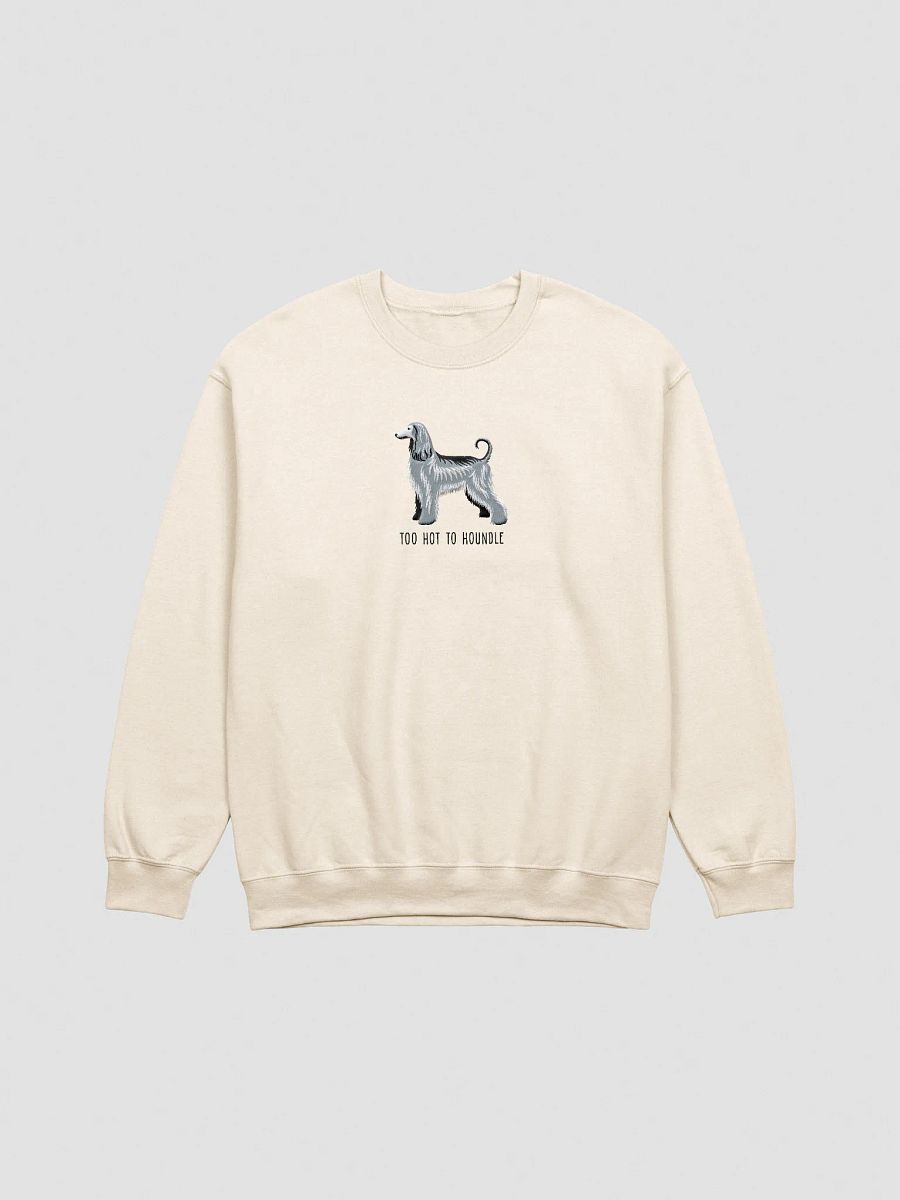 Too Hot to Houndle Sweatshirt (Embroidered) of an Afghan Hound(Blue) product image (10)