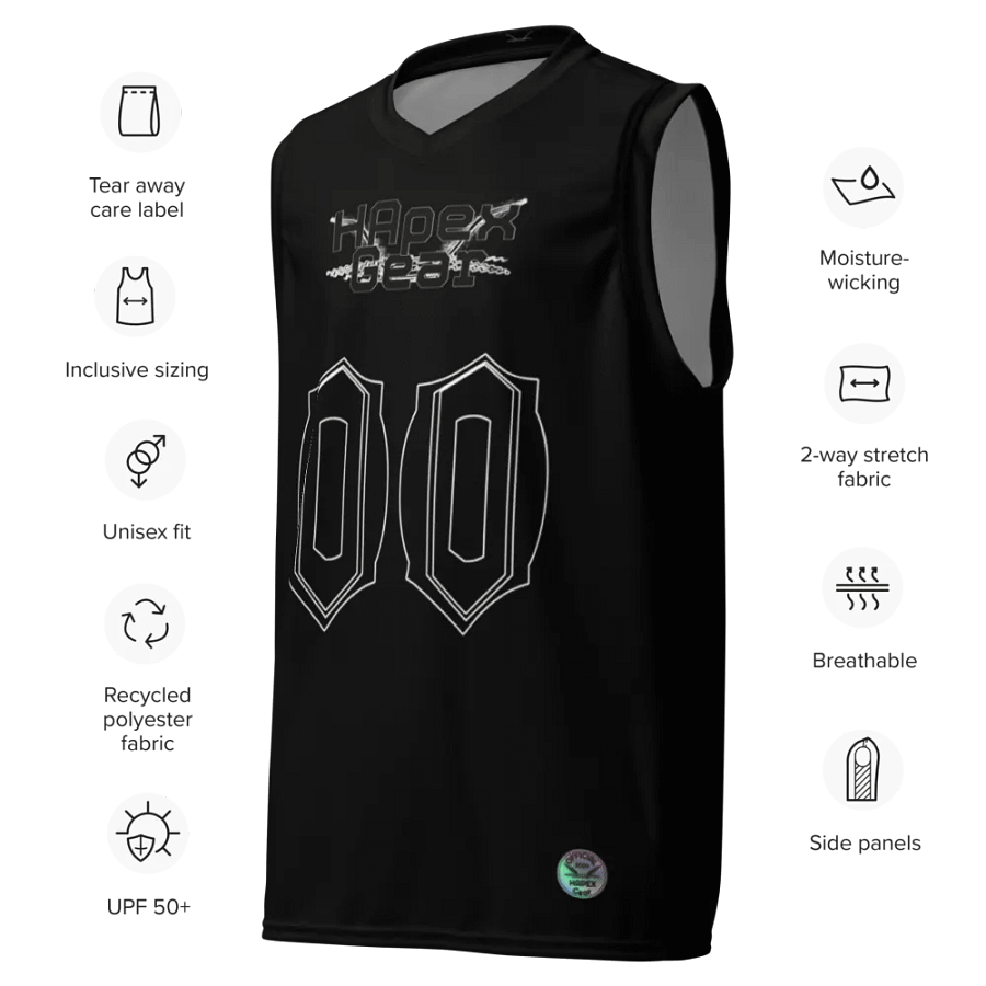 Kaidoom Dev - Black - Recycled Unisex Basketball Jersey - Black HApex Gear Black Logo product image (8)