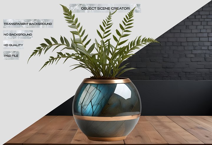 Stellar Luxe – Azure Glow Vase PNG product image (2)