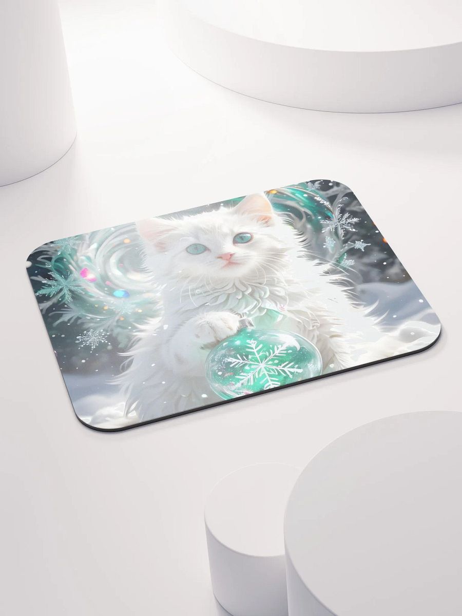 White Kitten with Snowflake Ornament Mouse Pad product image (5)