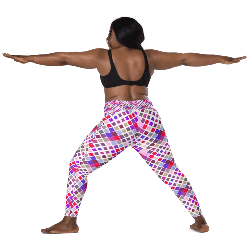 Colorful Square Pattern Design Leggings with Pocket - v12 product image (4)