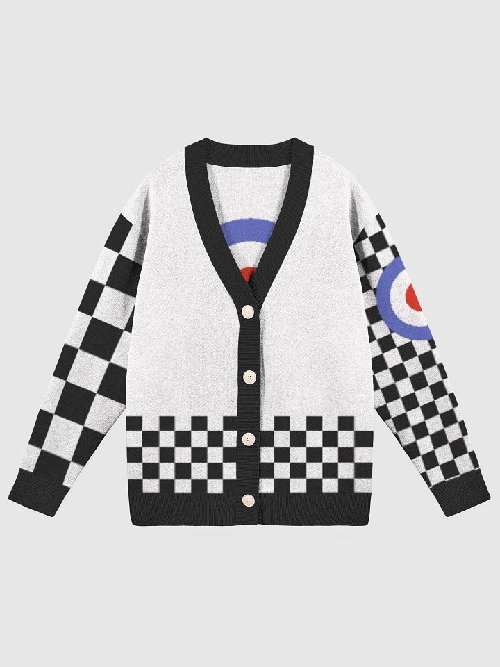 White Mod Dot Racer Cardigan product image (1)