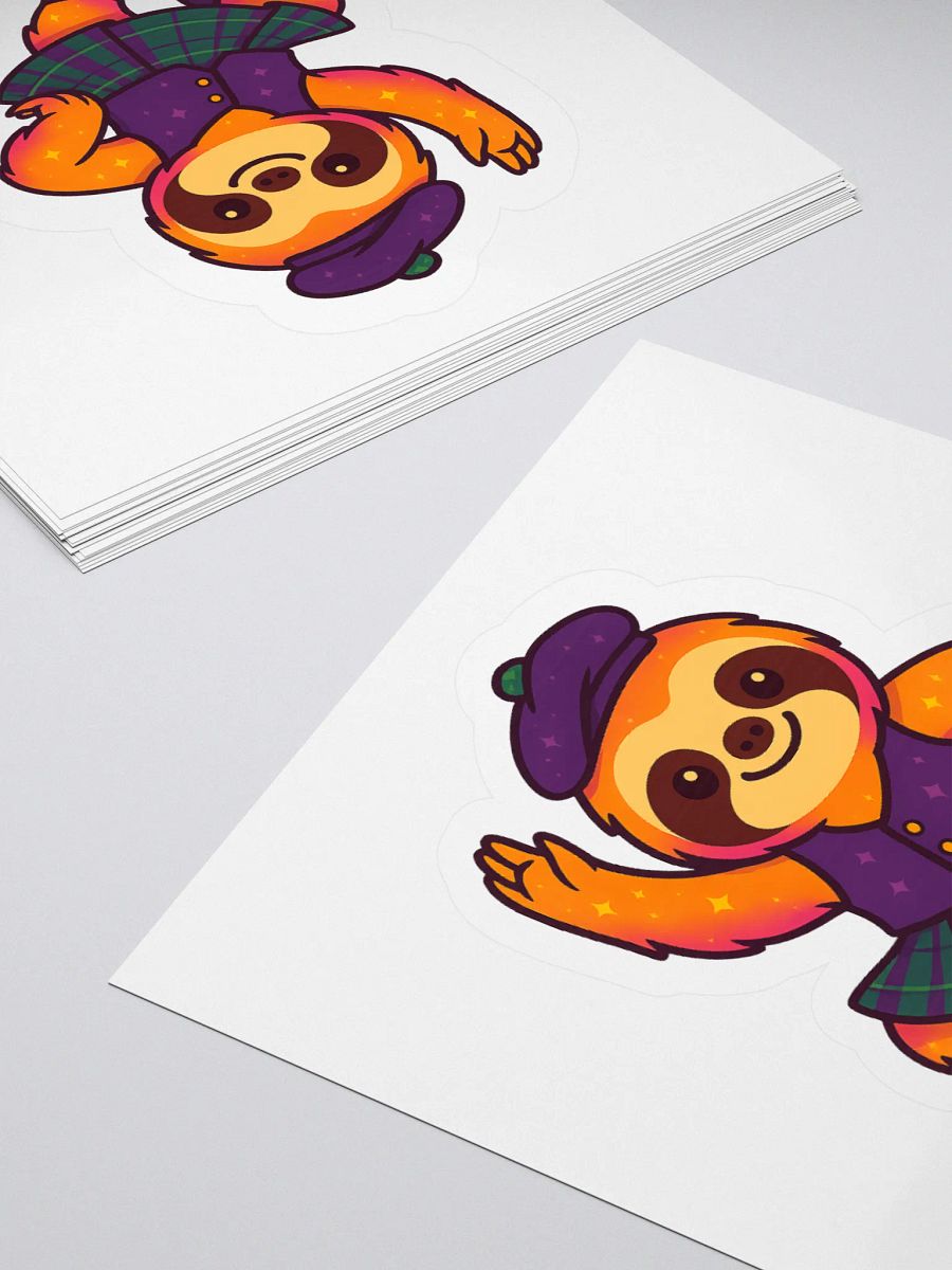 Highland Dance Sloth Sticker – Cute Scottish Sloth in Tartan for Dancers, Teachers, and Sparkly Sticker Fans product image (4)