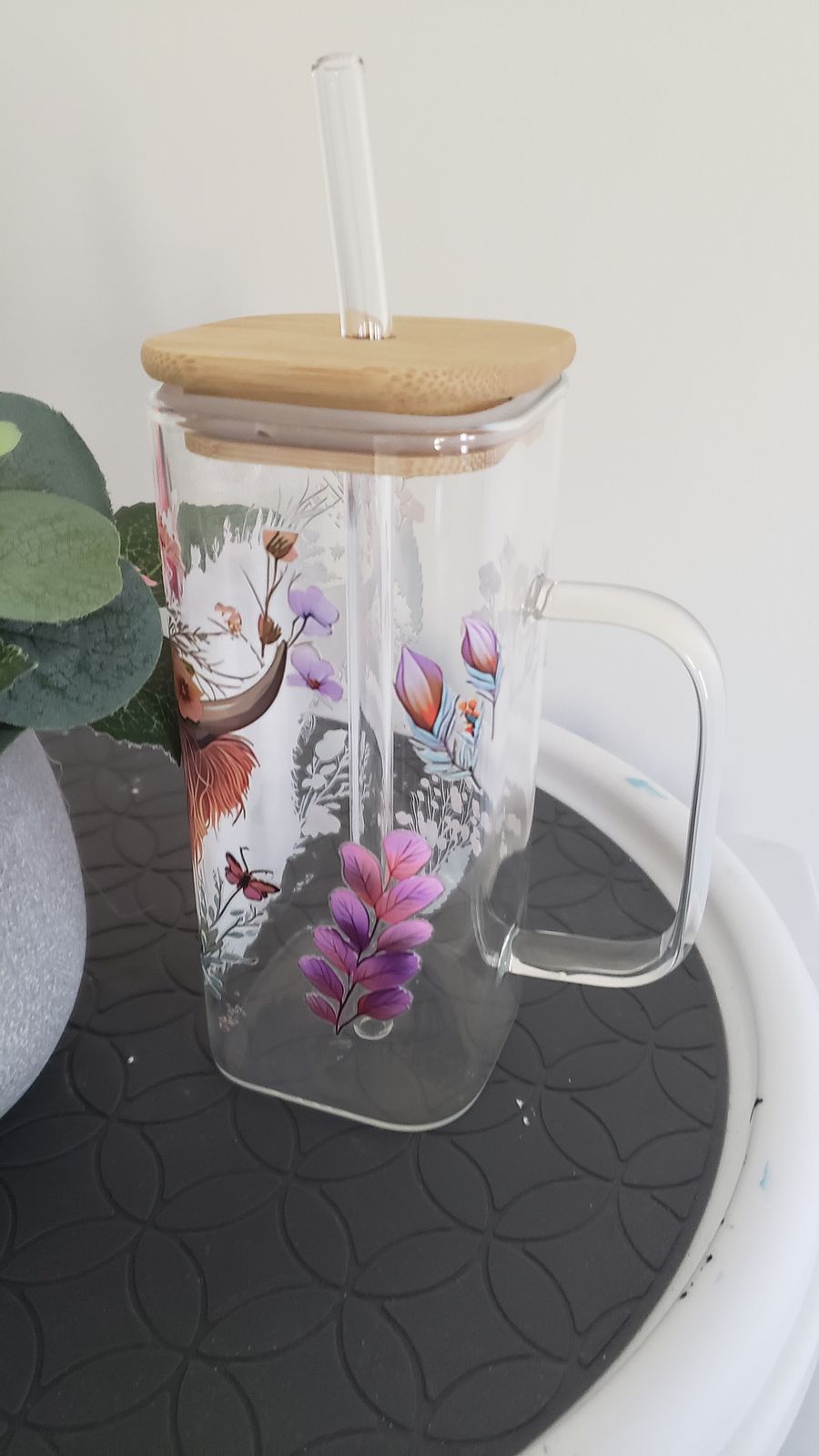 Highland Cow Glass Jar with Bamboo Lid product image (2)