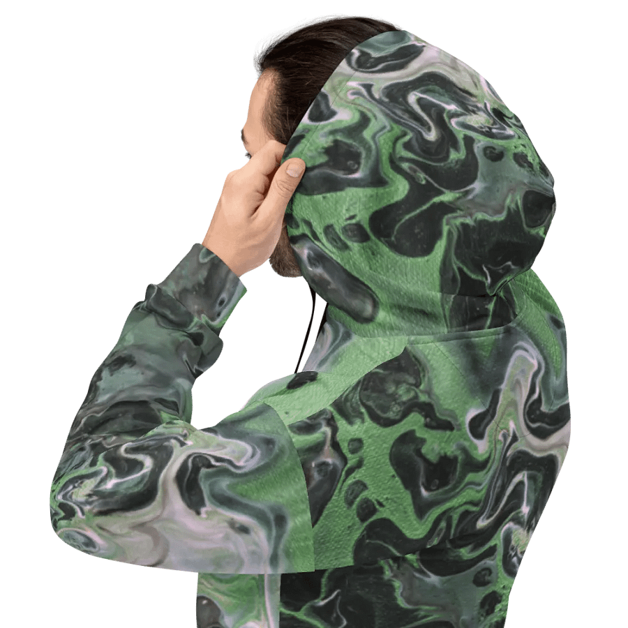 Metallic Green Fluid Acrylic All-Over Print Hoodie product image (4)