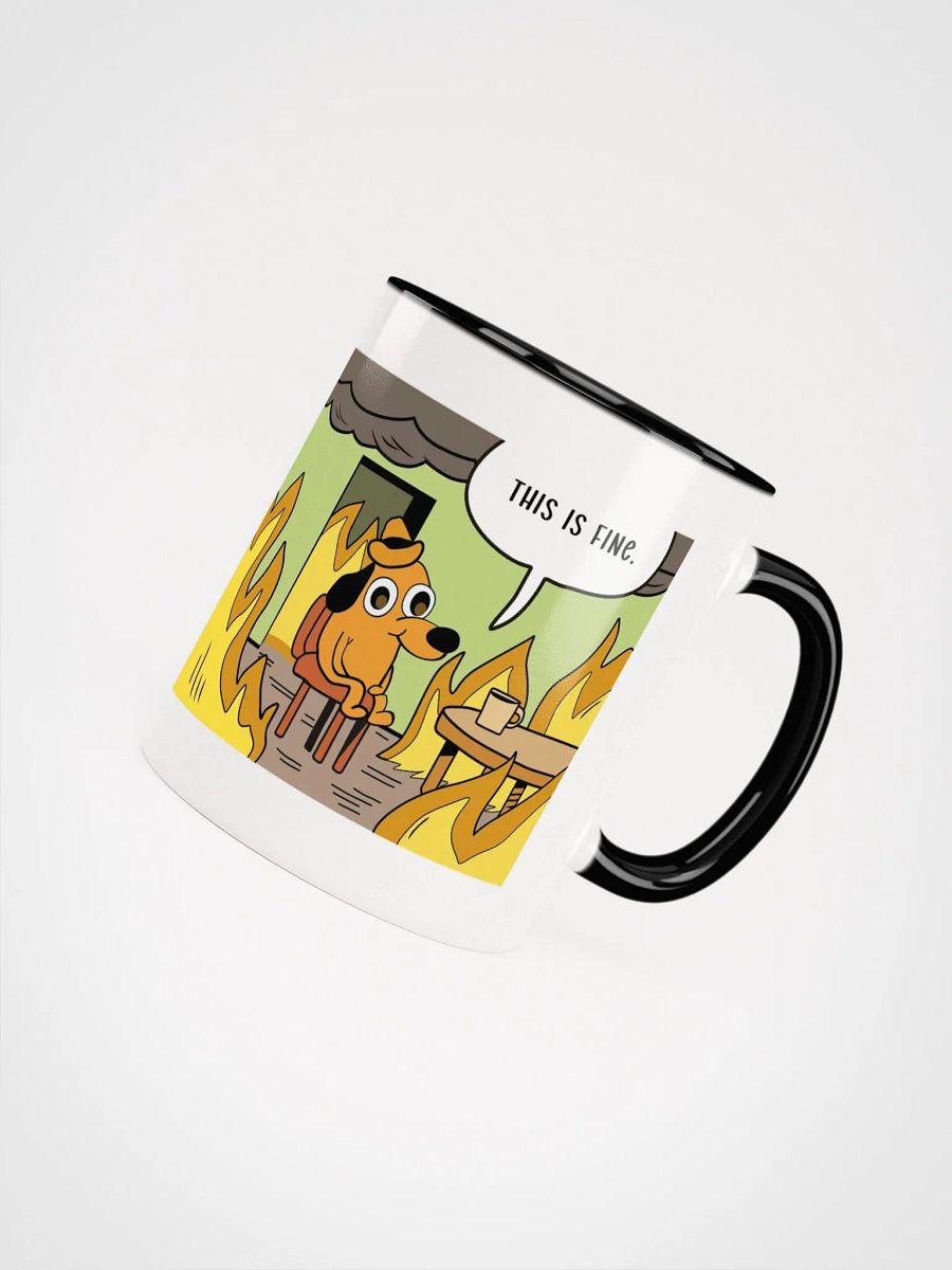 "This is fine" Ceramic Mug with color inside product image (4)