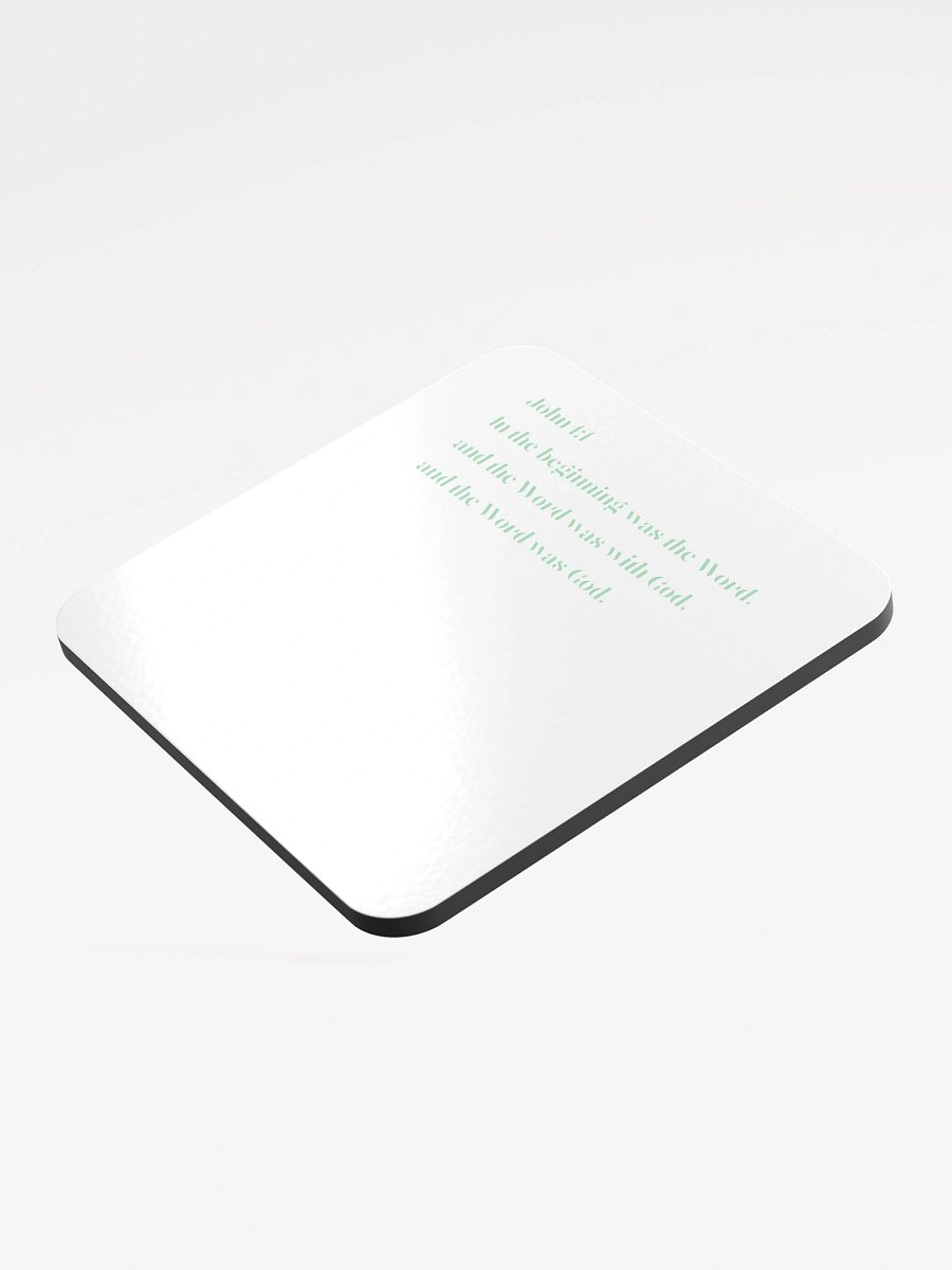 John 1:1 Verse Green Glossed Cork Coaster product image (3)