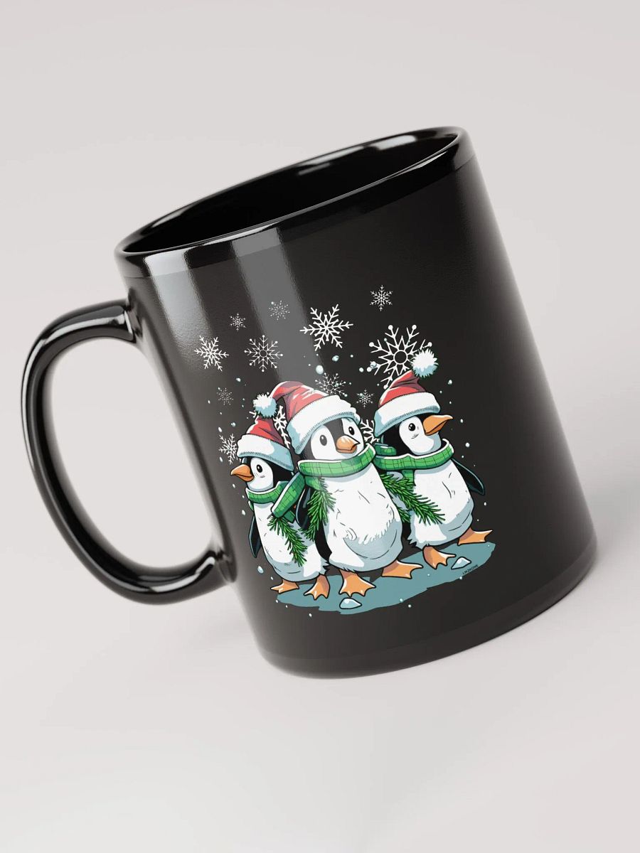 Santa Penguin Party Black Glossy Mug product image (6)