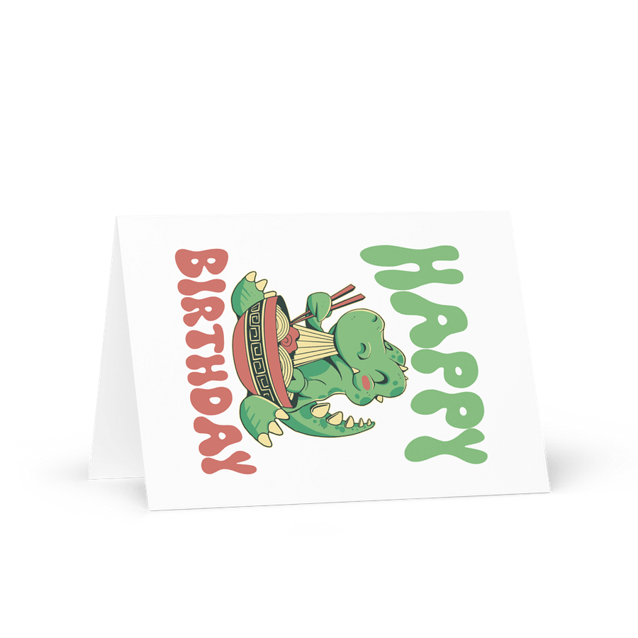 Happy Birthday (Dinosaur Eating Noodles) Birthday Card 5" x 7" product image (1)