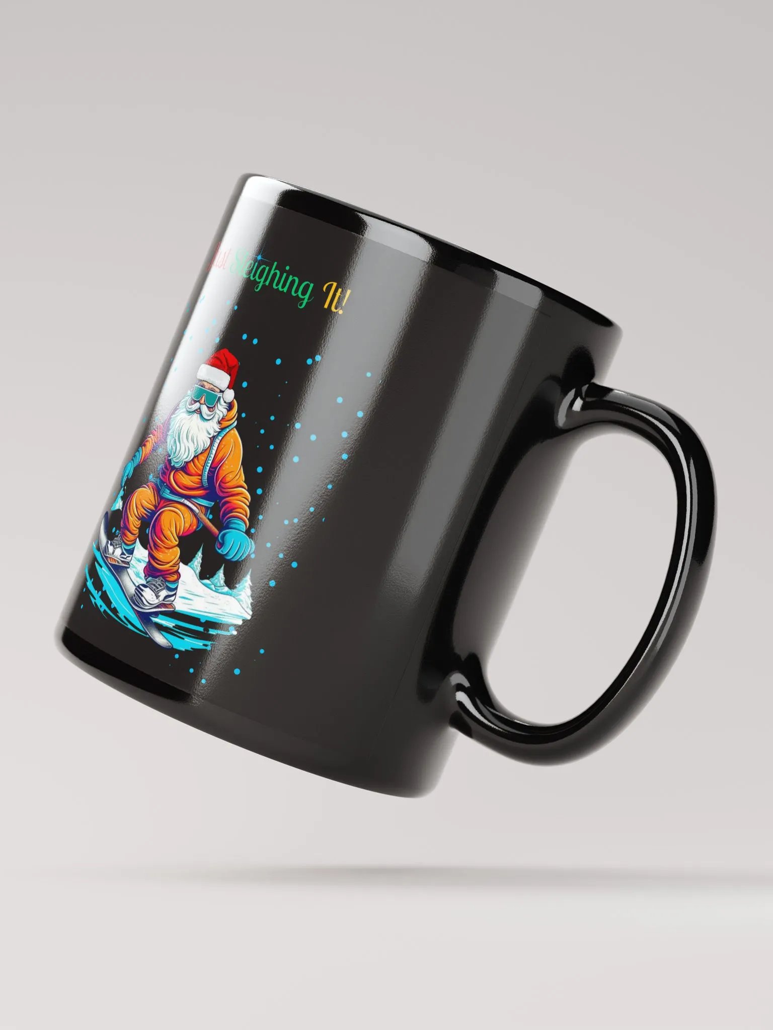 Santa Claus Snowboarding Black Mug product image (4)