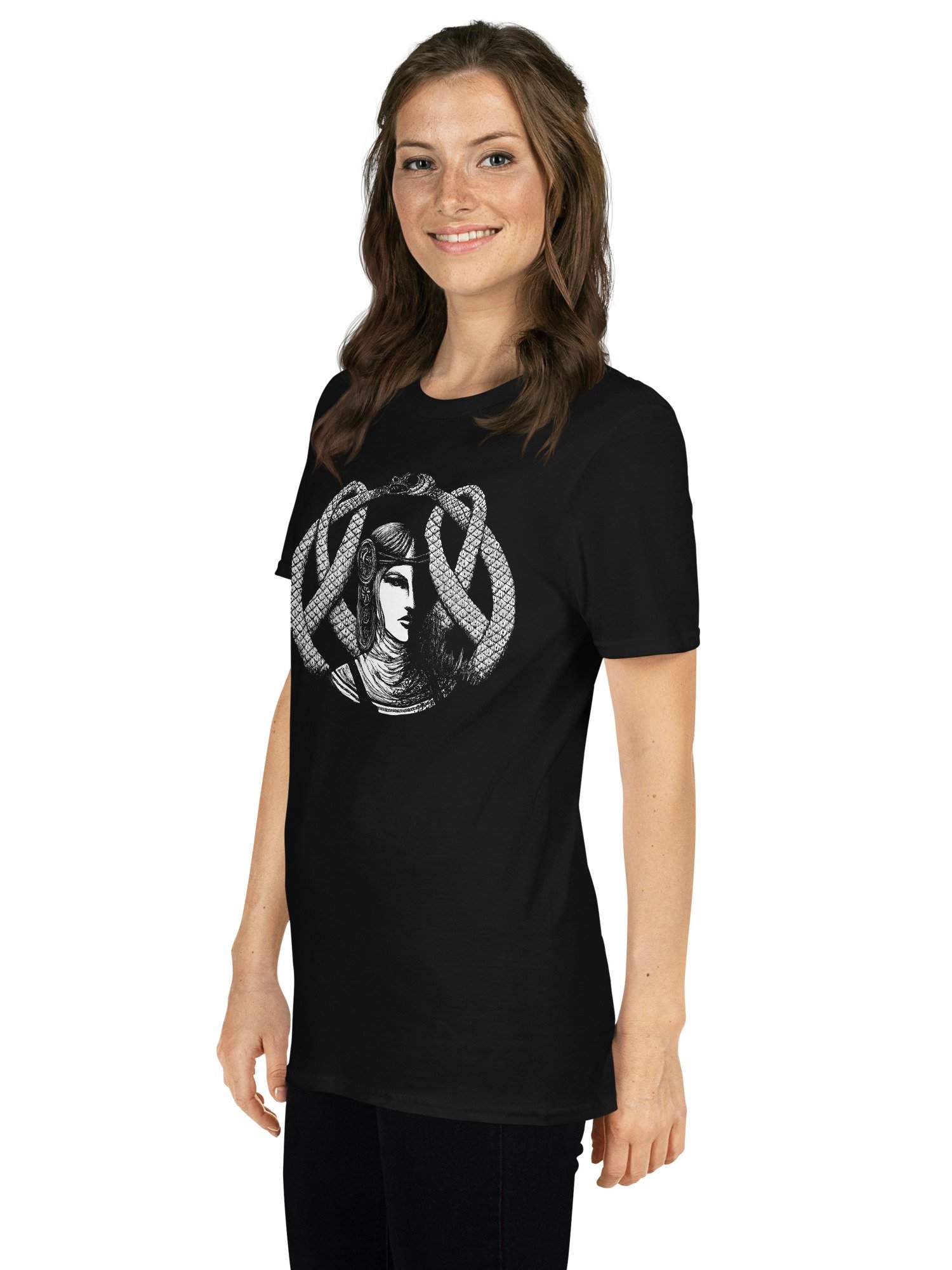 Hel in Black Portrait Relaxed Fit Softstyle Gildan T-Shirt product image (3)