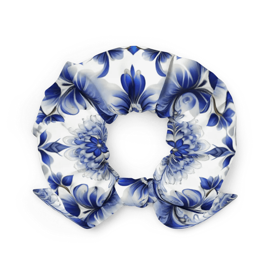 Hair Scrunchie - Blue and White Floral Pattern product image (3)