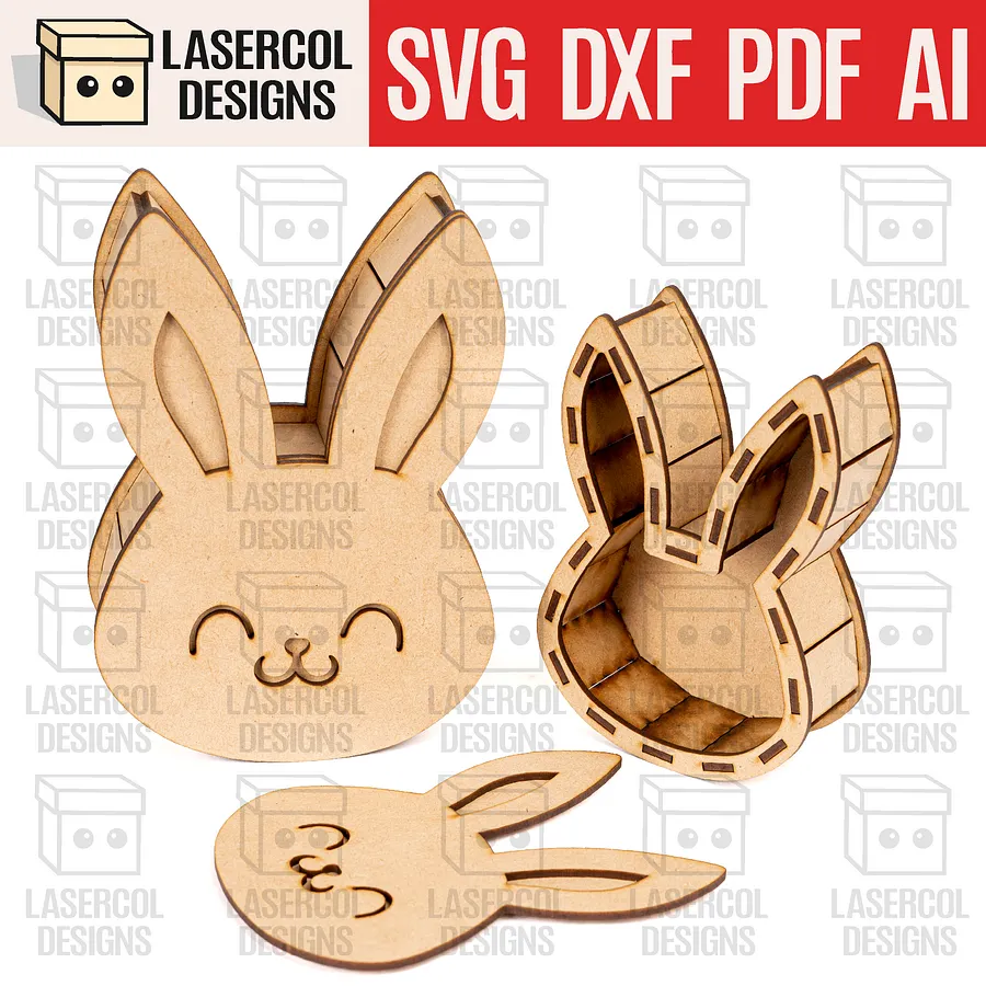 Easter Bunny Shaped Boxes Set 4 - Laser Cut Files product image (1)