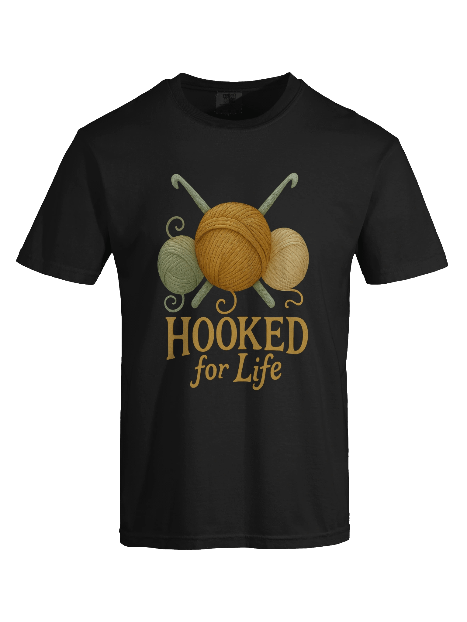 Hooked for Life T-shirt for Yarn Crafters, Crocheters, Crochet and Knitting Hobbyists product image (25)