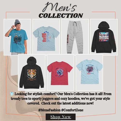 👕 Looking for stylish comfort? Our Men's Collection has it all! From trendy tees to sporty joggers and cozy hoodies, we've go...