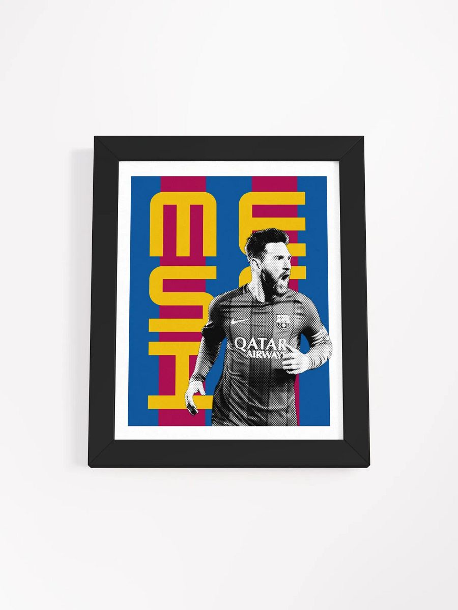 Lionel Messi BW Barcelona Name Art Framed Print product image (3)