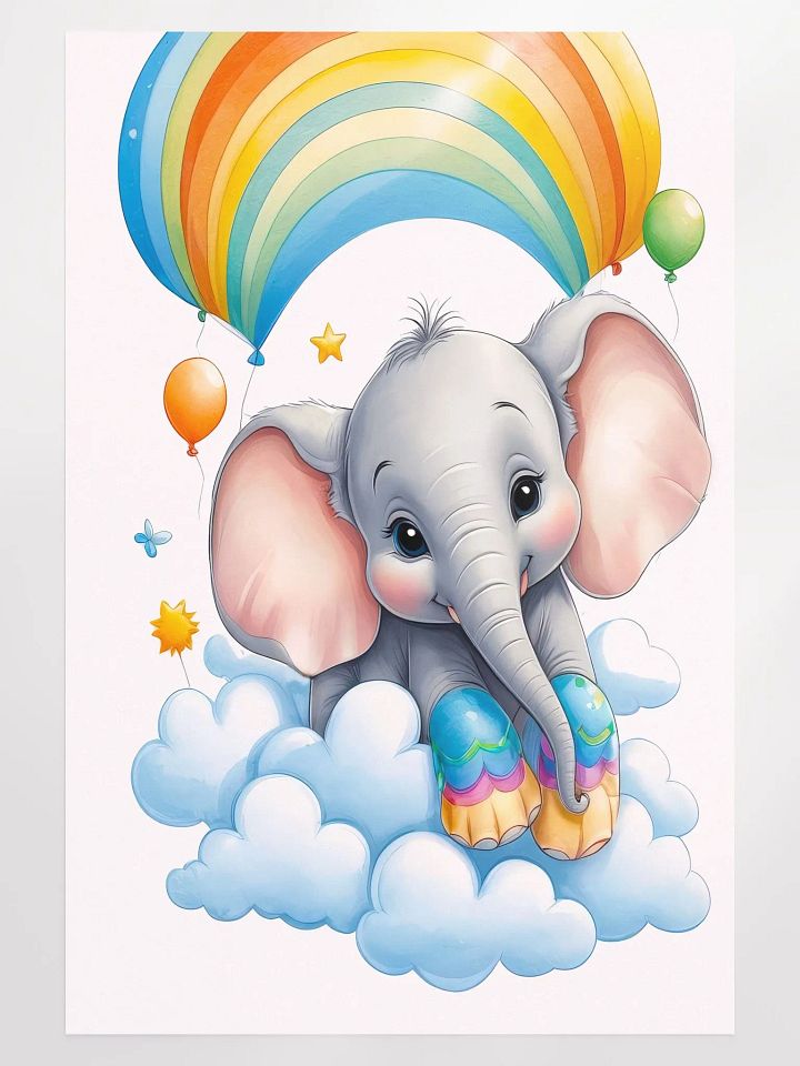 Baby Elephant - Poster - Nursery-Kids Room - Large 24x36 Inches product image (1)