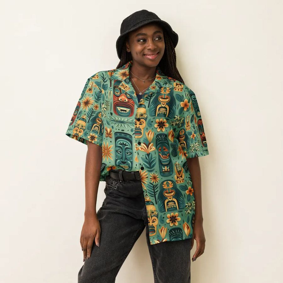 Tropical Tiki Mask Hawaiian Shirt product image (7)
