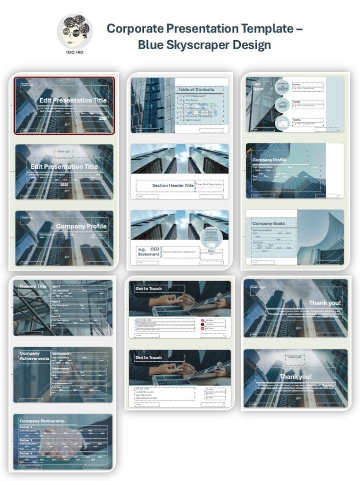 100 IRO Corporate Presentation Template – Blue Skyscraper Design product image (2)
