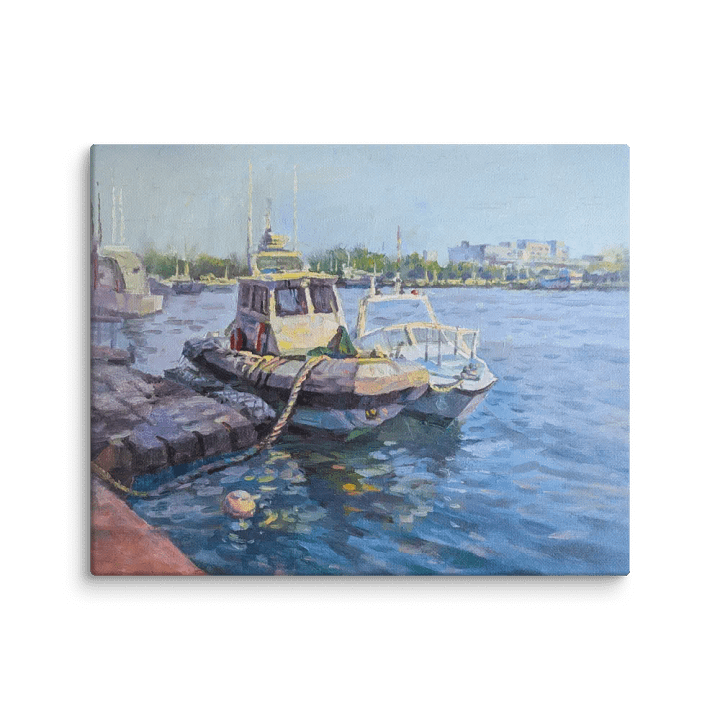 Harborside and Boats-Oil Painting Canvas Print product image (5)