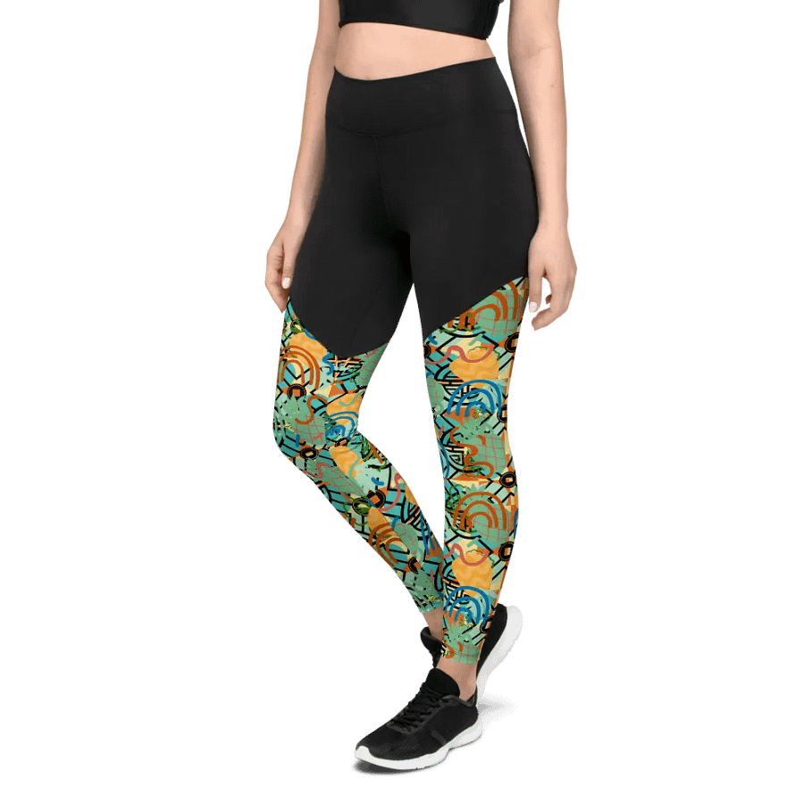 Yadit Abstract Collection in Green-Blue - All-Over Print Sports Leggings product image (4)