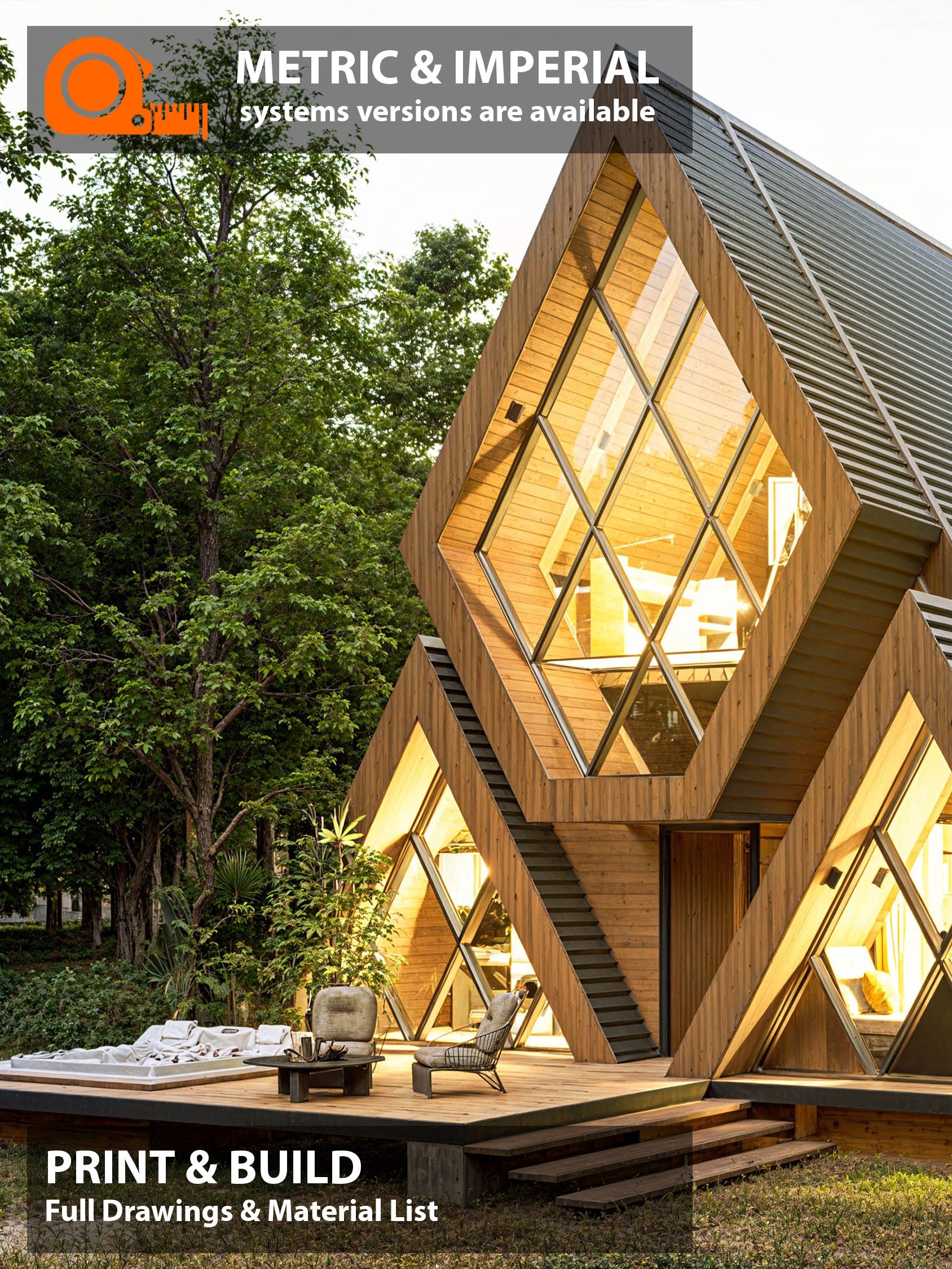 A Frame House 020 - Print & Build FULL DRAWINGS! product image (1)