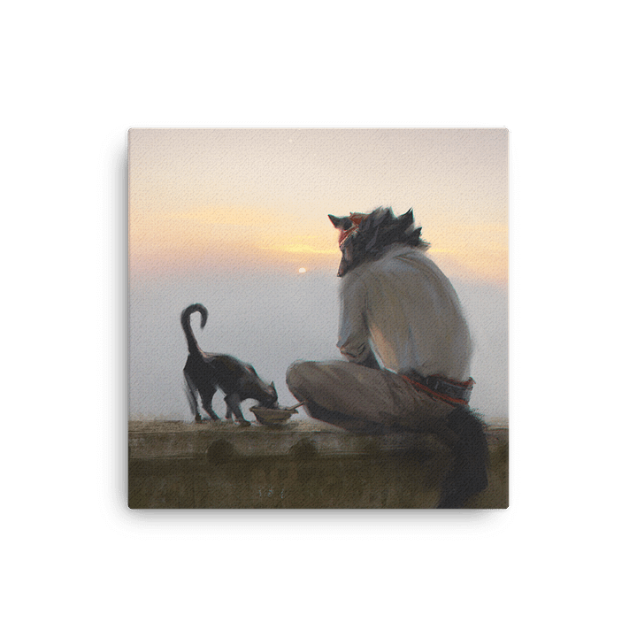 Thin Canvas Print - Wolf Feeding Cat product image (2)