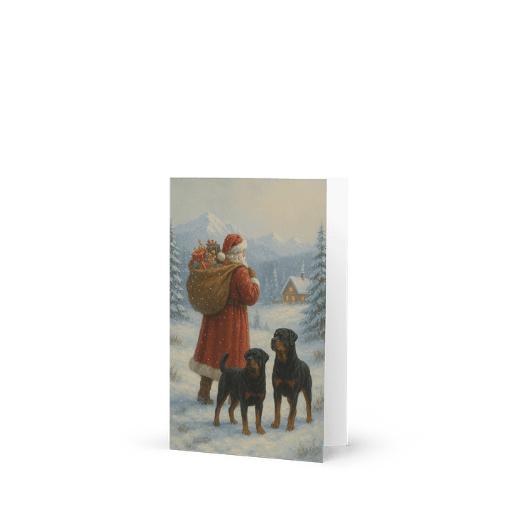 Snowy Santa Claus & Rottweilers Greeting Card product image (1)
