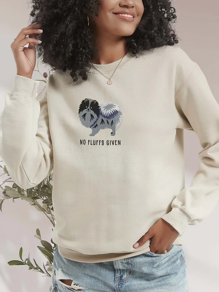 No Fluffs Given Sweatshirt (Embroidered) of a Pomeranian(Blue Merle) product image (2)