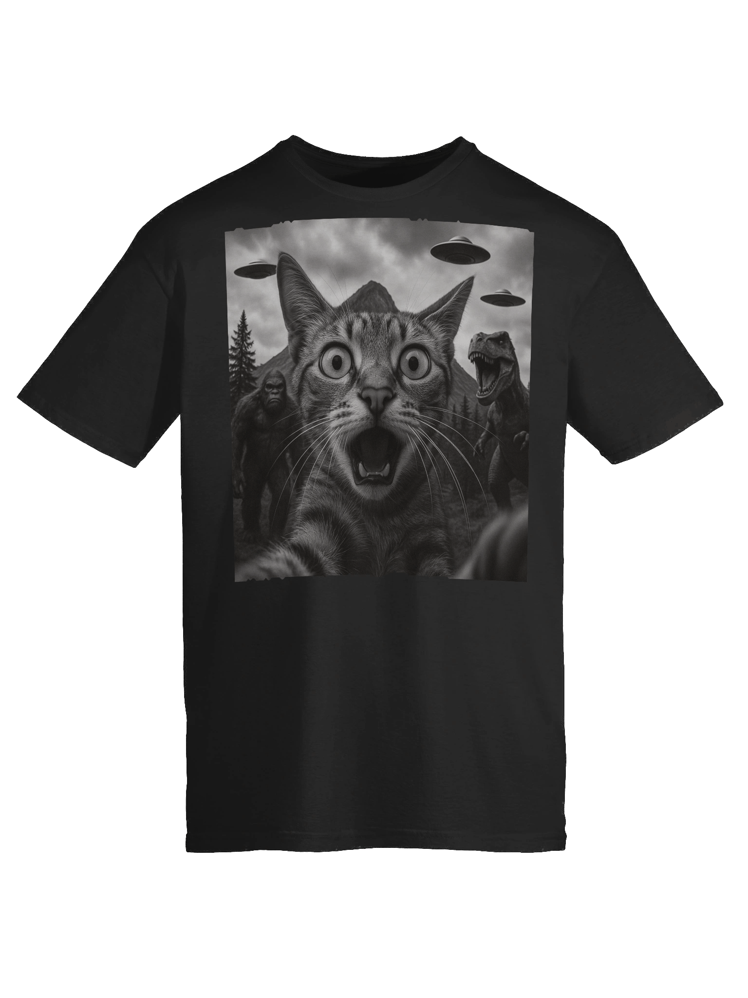 UFO Bigfoot T-Rex Selfie Cat T-Shirt product image (54)