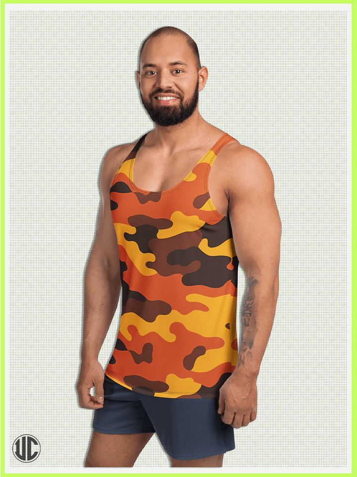 Savage Sunset Orange Camo – Men’s Tank Top product image (1)