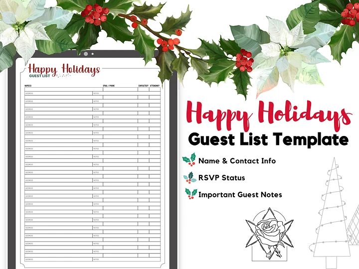 Holiday Guest List Template product image (1)