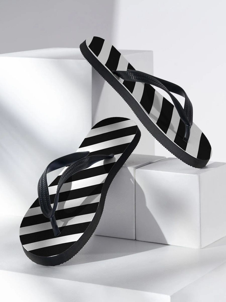 Black & White Stripes Flip Flops product image (3)