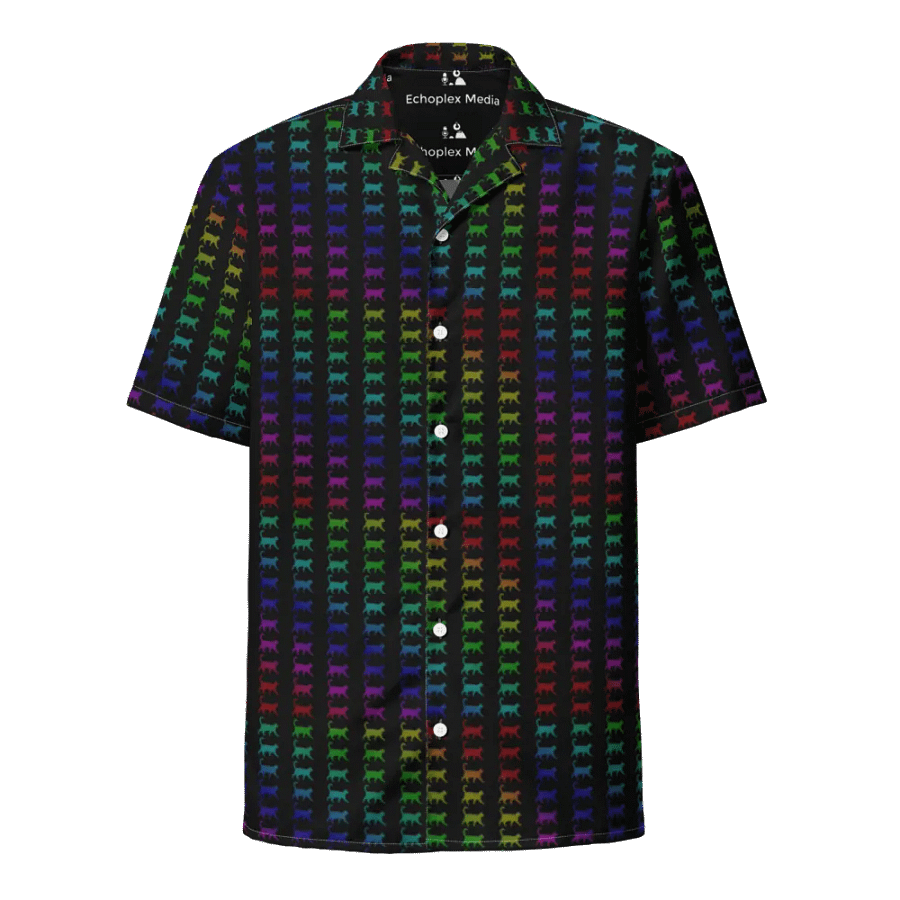 Caturday Stream Overlay Background Hawaiian Style Shirt - Black product image (1)
