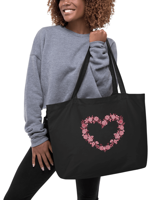 Red Floral Heart Organic Cotton Tote Bag product image (1)
