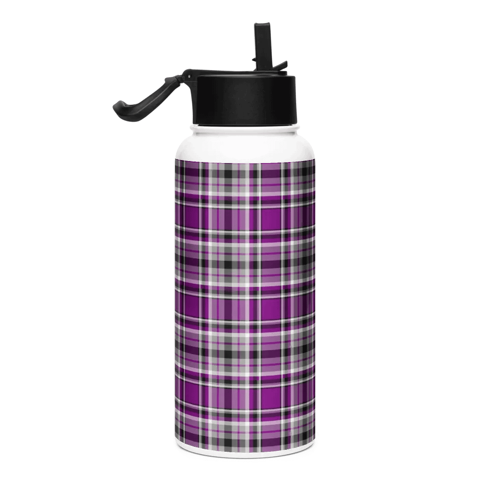 Purple, Gray and Black Plaid Water Bottle product image (1)